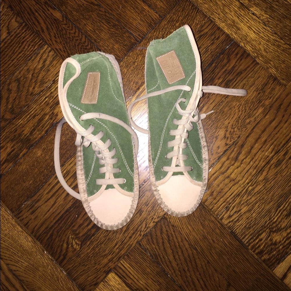 Green suede sneakers