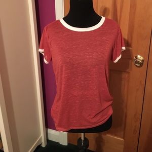Red and white ringer tee