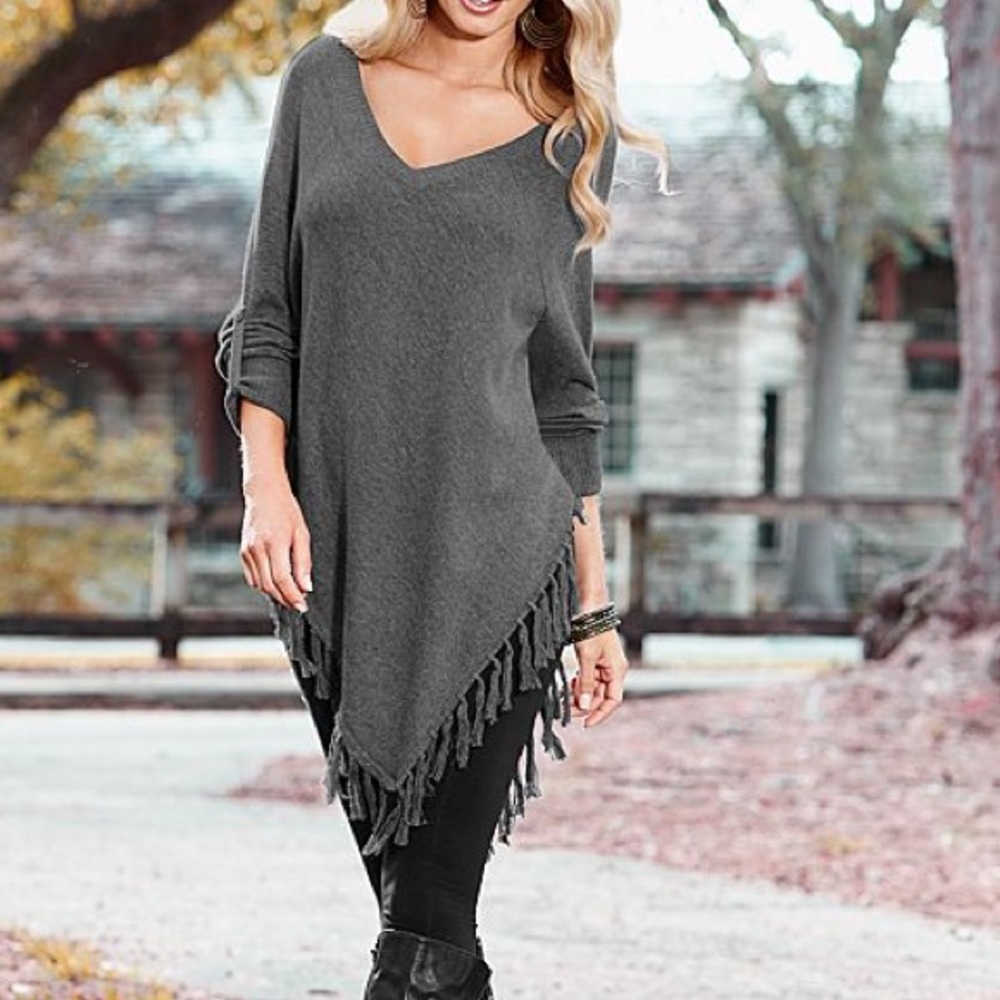 Fringe Sweater Poncho