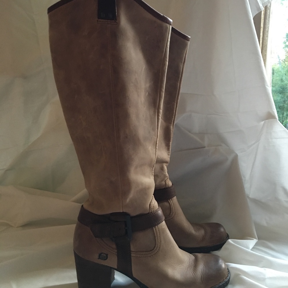 Born tan distressed leather boots