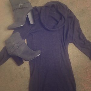 Plum cowl neck dress