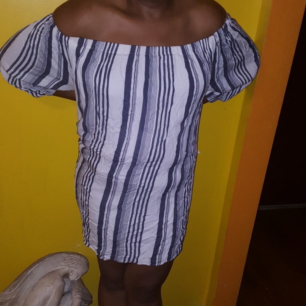 Brand New PLUS SIZE Off The Shoulder Stripe Dress