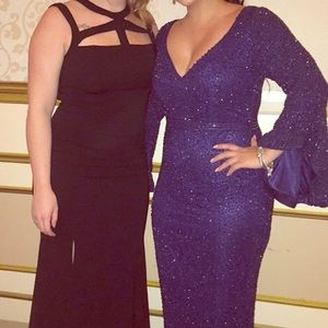 Long navy blue sequin dress