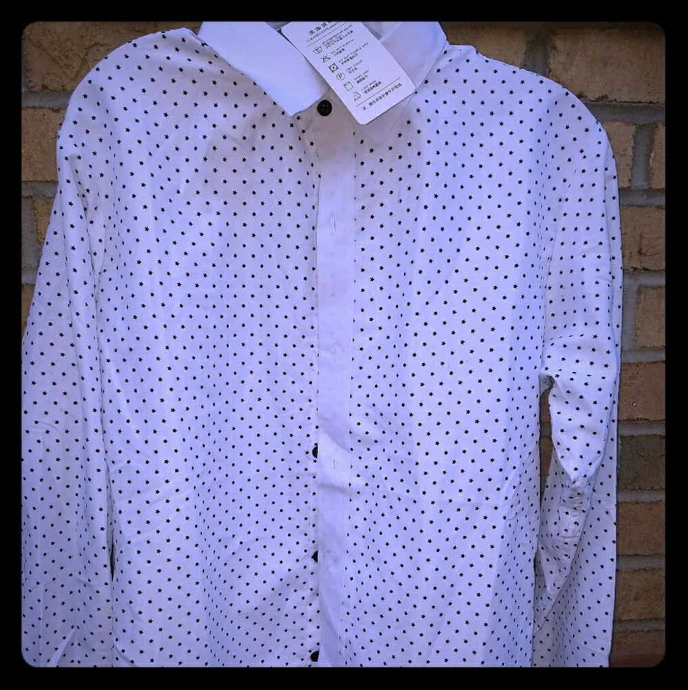 White pokadot shirt