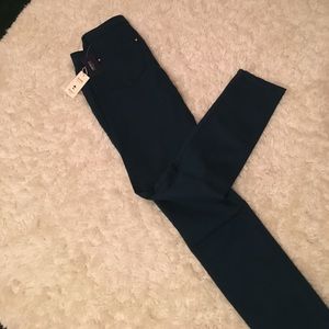 Dark Teal mid rise skinny jean