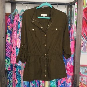 Deep Navy Green/Brown Tone Military Jacket