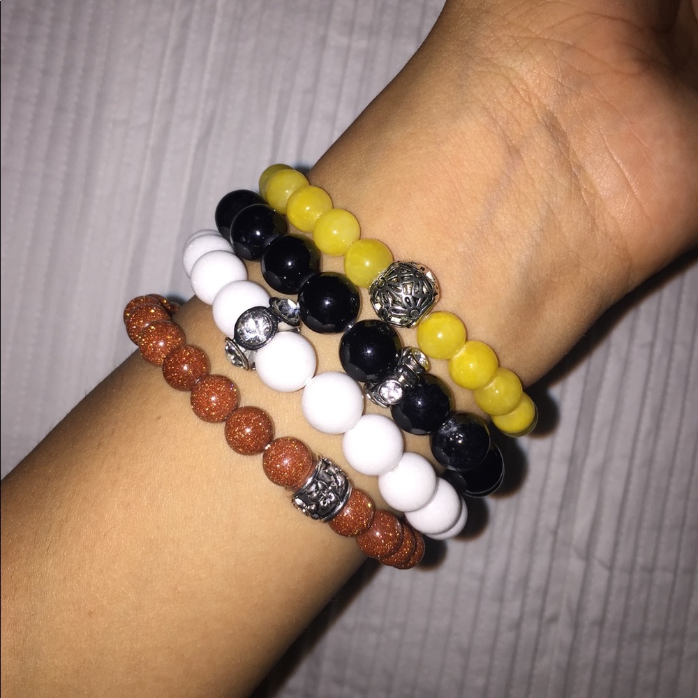 Gemstone semiprecious stone bead bracelets (4)
