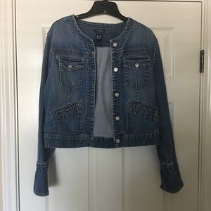 Collarless Gap Stretch Denim Jacket -L