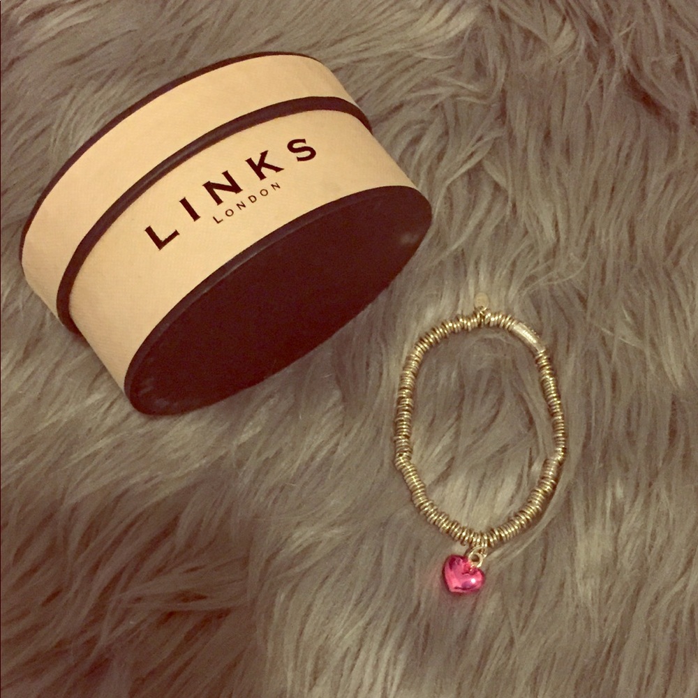 Links Sterling Silver Bracelet With Pink Heart