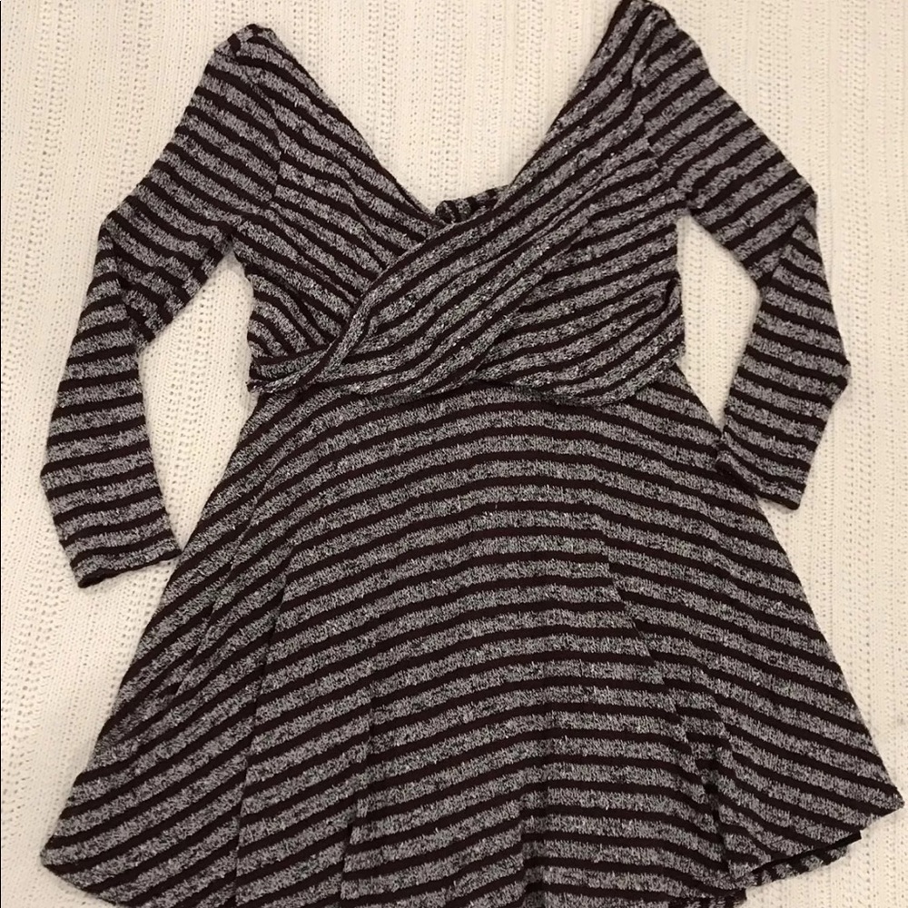 Free People Striped Knit V-Neck Tunic Dress