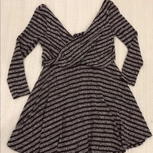 Free People Striped Knit V-Neck Tunic Dress