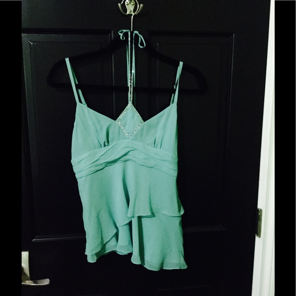 100% raw silk BCBG aqua halter top