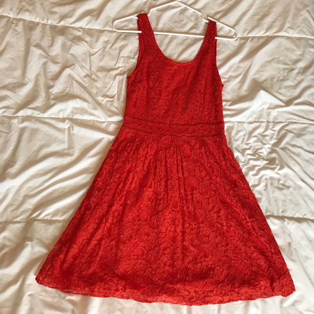 Red lace Motel Rocks dress, plunging back