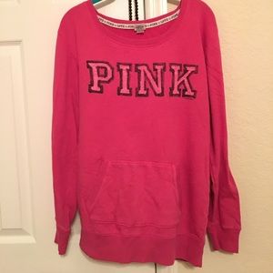 PINK scoop neck slouchy sweater with pocket