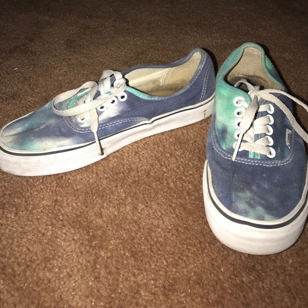 Vans Green and blue tie dye shoes