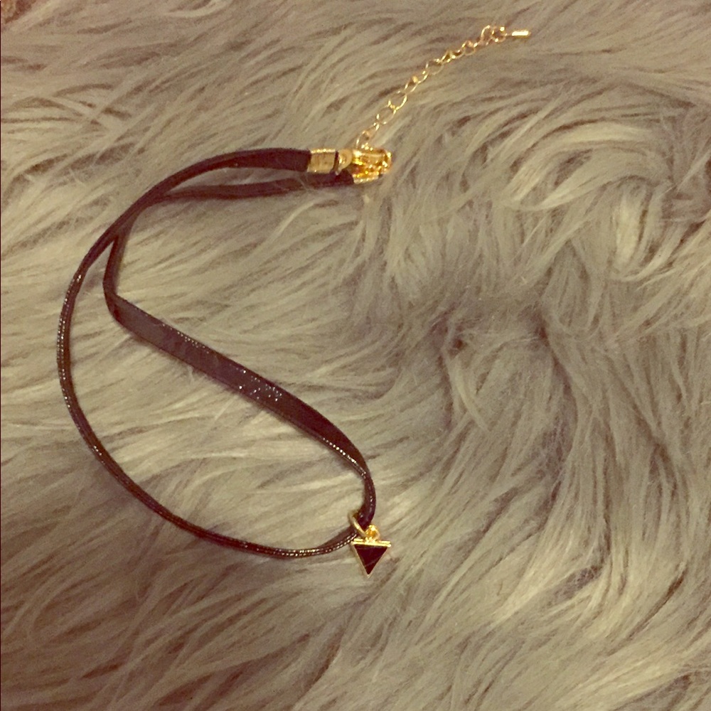 New Leather Gold Choker with Triangle Charm