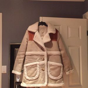 Moon River faux suede & shearling coat size small.