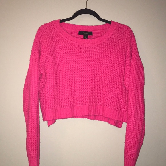 Hot pink crop top sweater Clearance