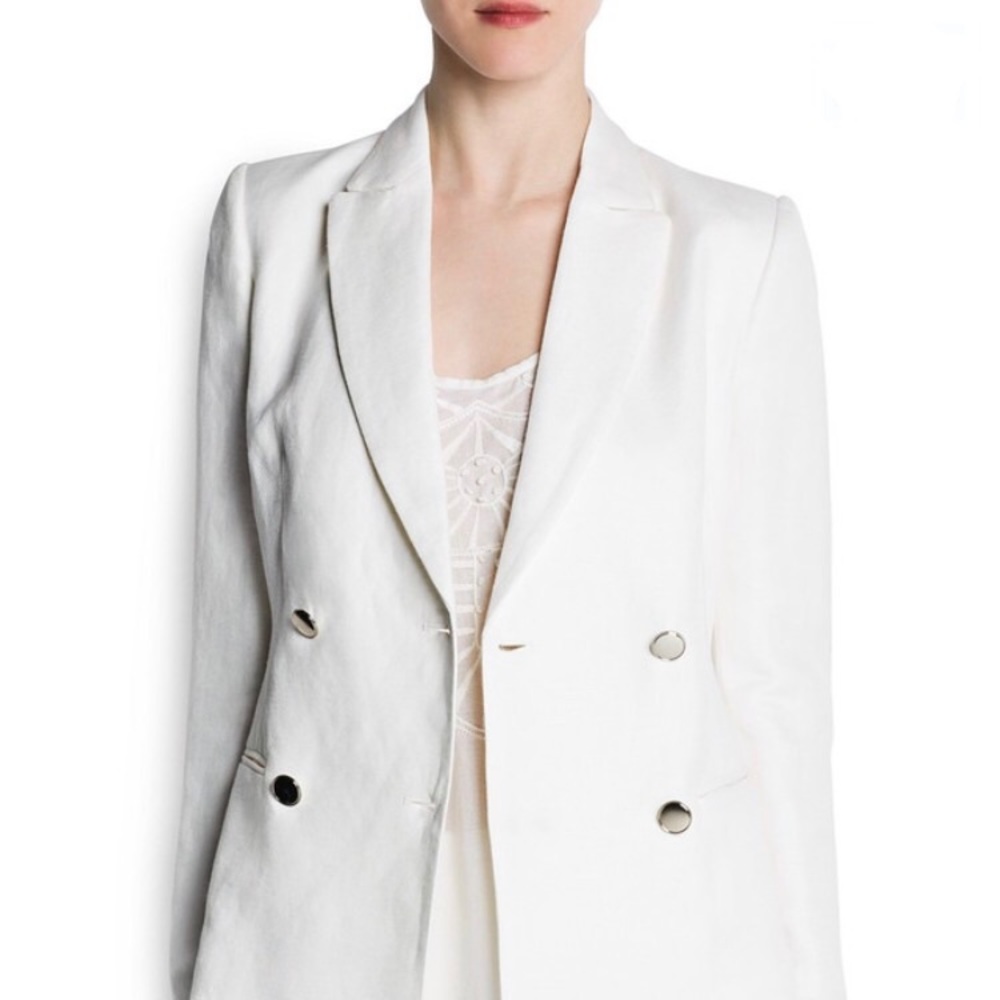 Mango Double Breasted Linen Cotton Blazer NWT - Picture 1 of 8