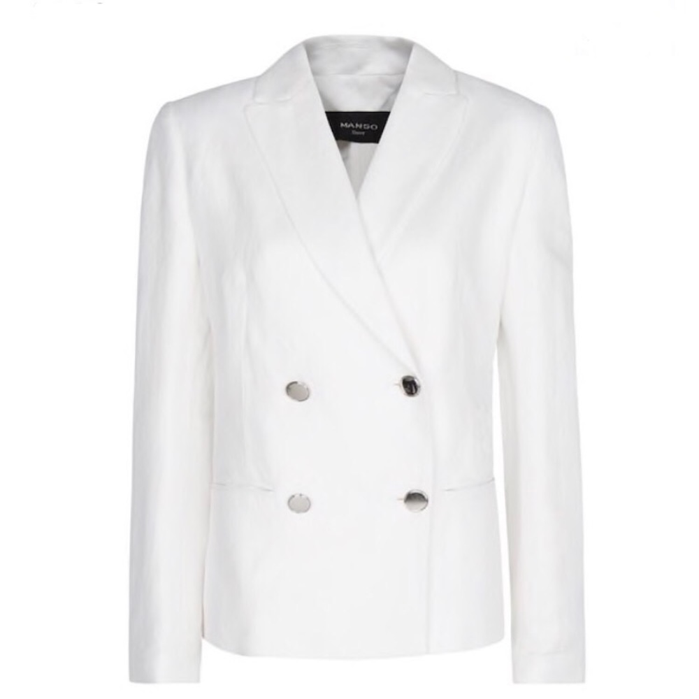 Mango Double Breasted Linen Cotton Blazer NWT - Picture 4 of 8