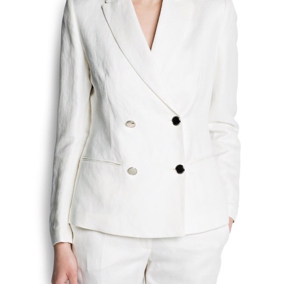 Mango Double Breasted Linen Cotton Blazer NWT - Picture 2 of 8