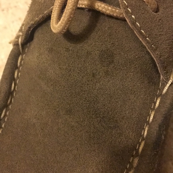 Square toe suede shoes in olive green - Picture 4 of 5