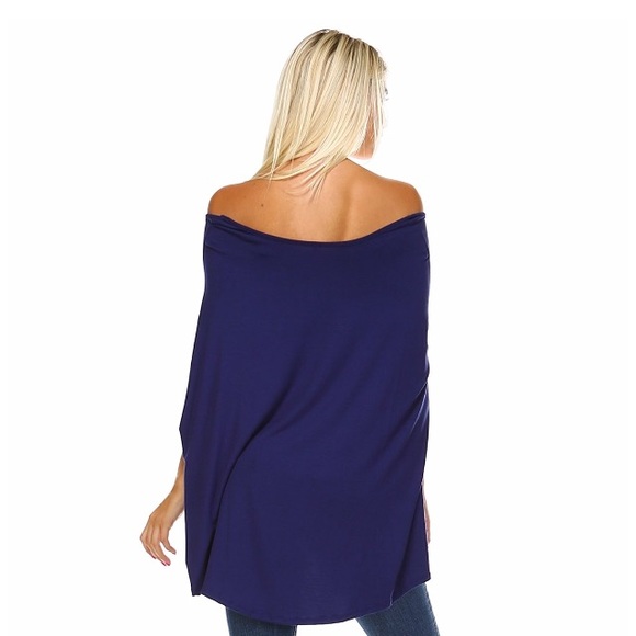 Oversized Off Shoulder High Low Batwing Top - Picture 3 of 5