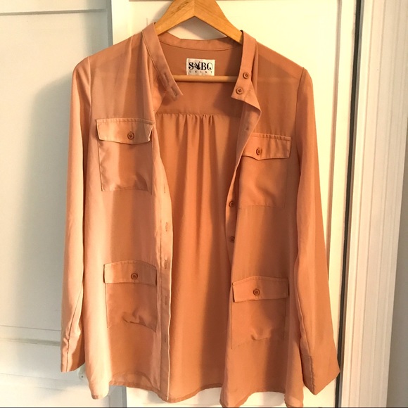 Sabo Skirt Tops - Sabo Skirt peach button down shirt