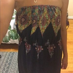 Navy patterned maxi dress - great for tall women!