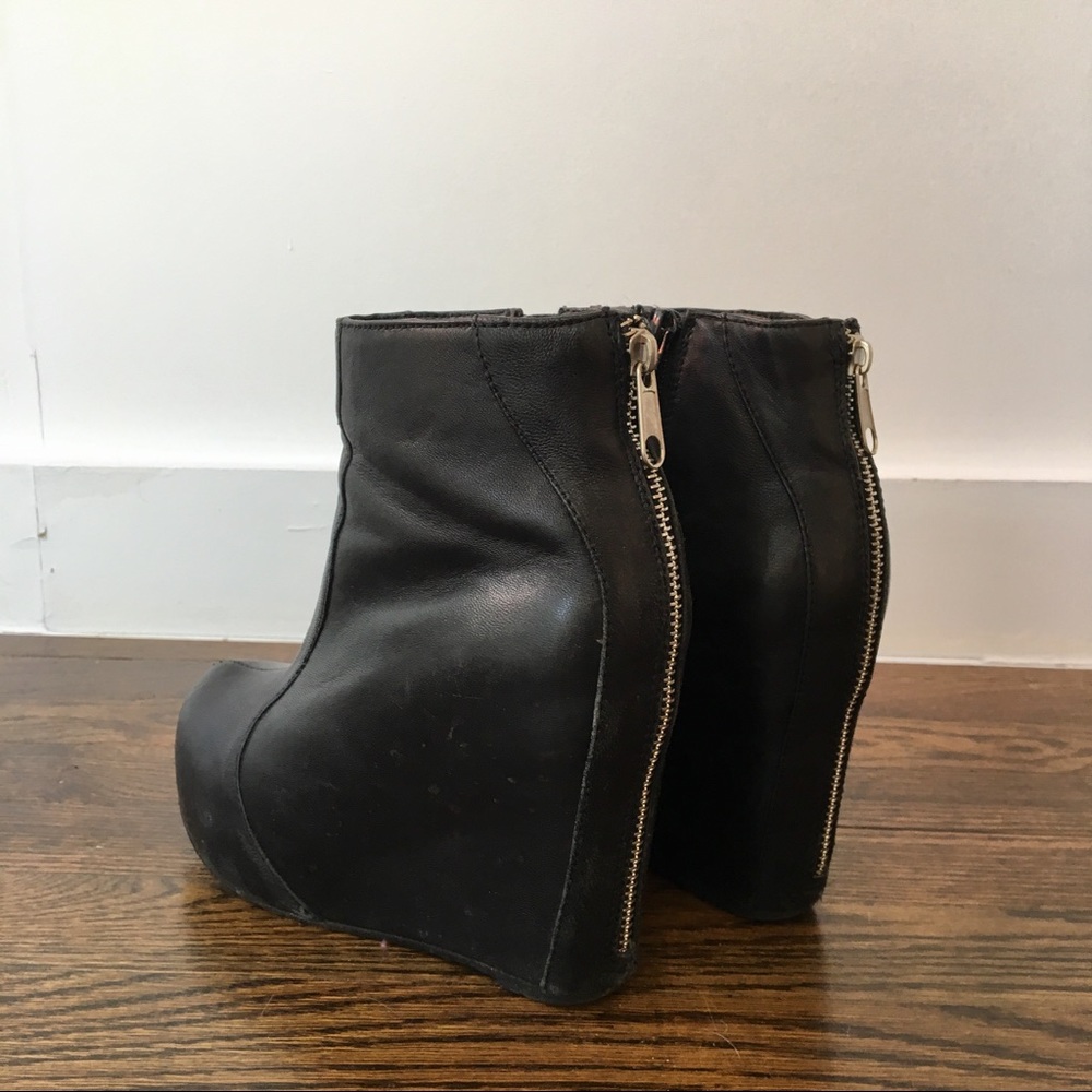 Jeffrey Campbell black leather wedge Pixie Boots