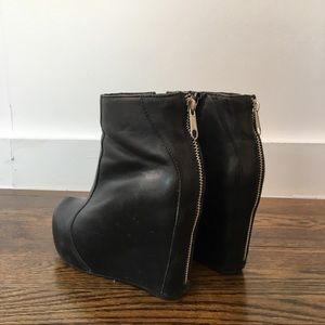 Jeffrey Campbell black leather wedge Pixie Boots