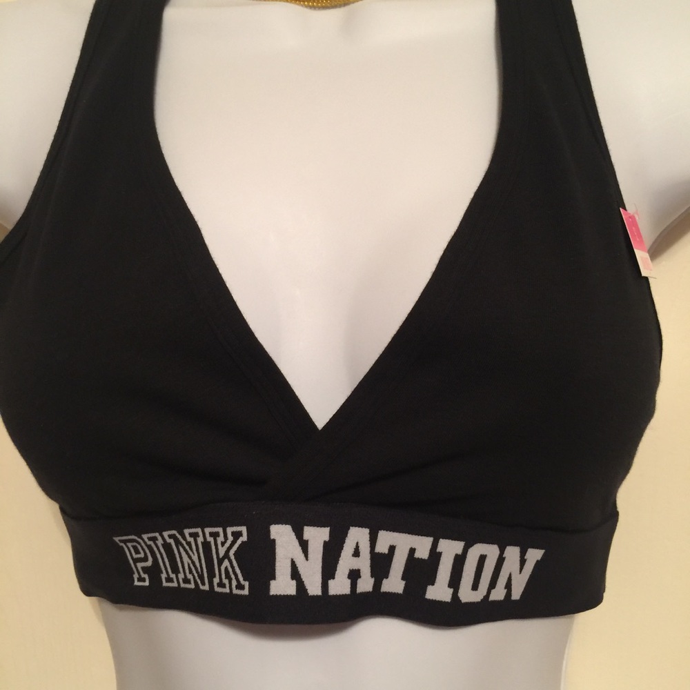 NWT pink Victoria's Secret black sports bra XS / S - Picture 4 of 8