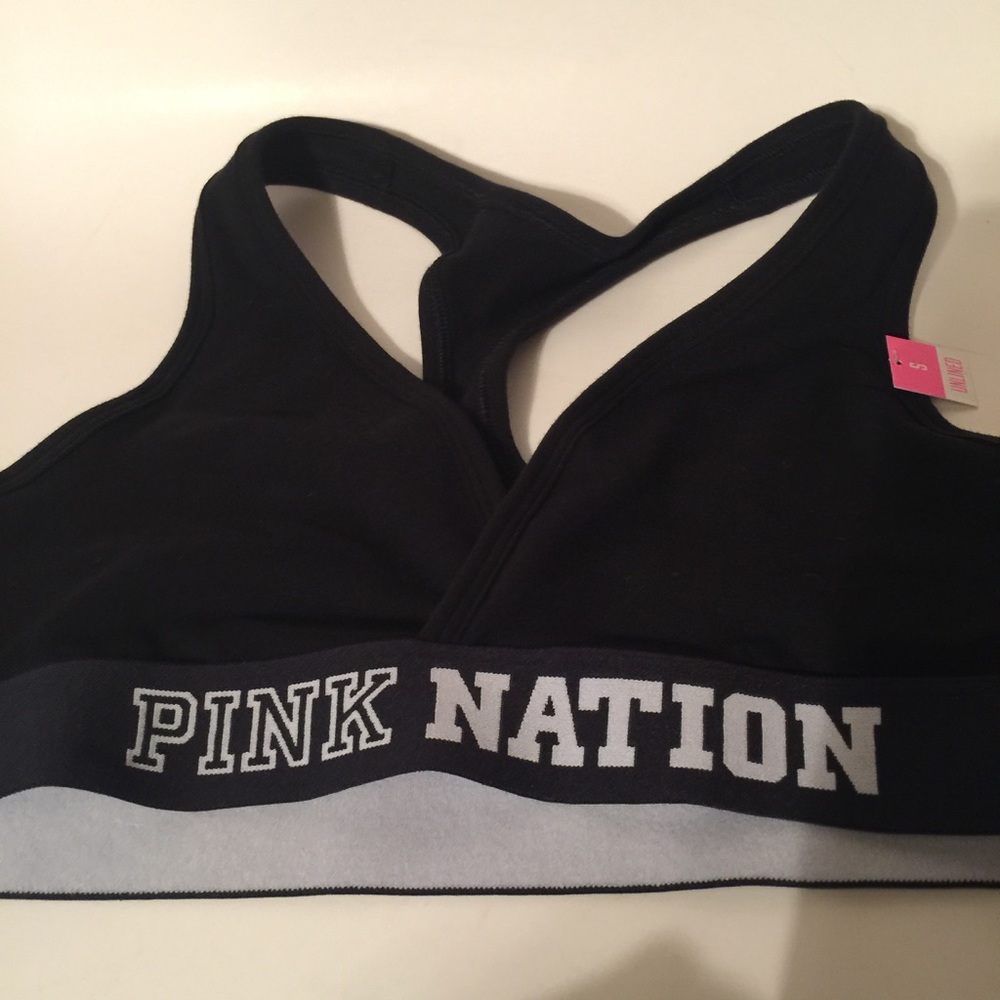 NWT pink Victoria's Secret black sports bra XS / S - Picture 6 of 8