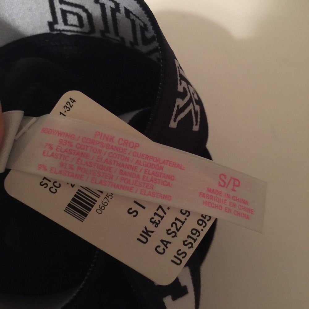 NWT pink Victoria's Secret black sports bra XS / S - Picture 8 of 8