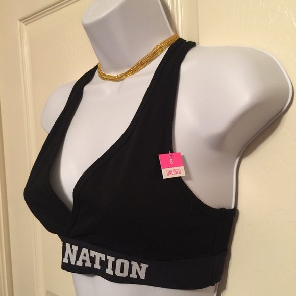 NWT pink Victoria's Secret black sports bra XS / S - Picture 3 of 8