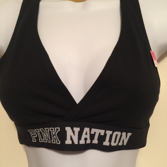 NWT pink Victoria's Secret black sports bra XS / S - Picture 4 of 8