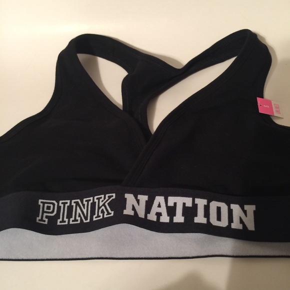 NWT pink Victoria's Secret black sports bra XS / S - Picture 6 of 8