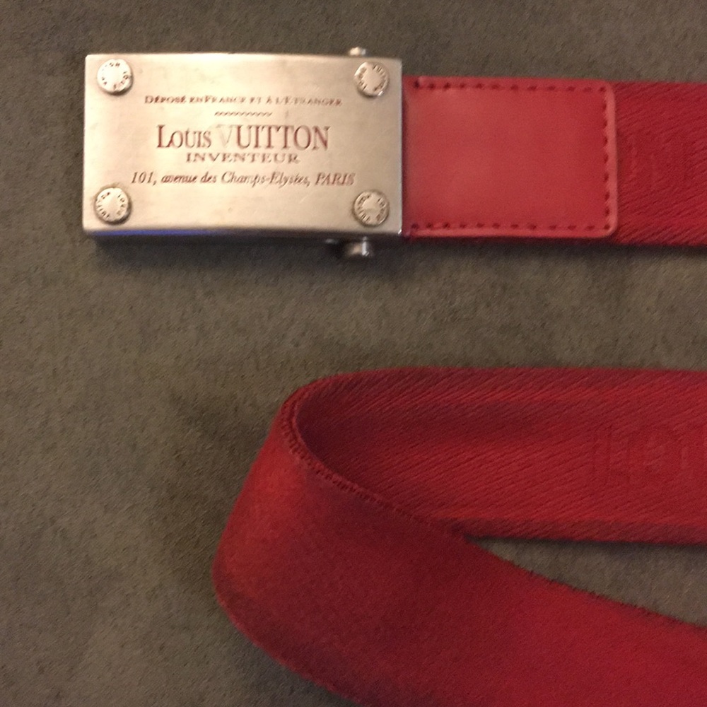 Louis Vuitton red fabric belt