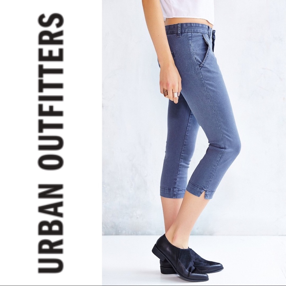 🆕 BDG Washed Blue Herringbone Midi Pants / Capris