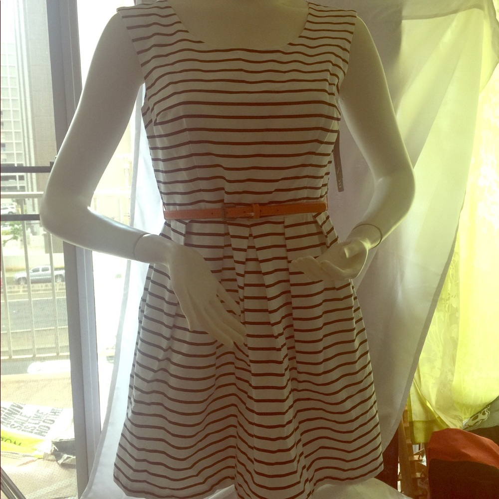 Sailor stripe women's dress w/belt