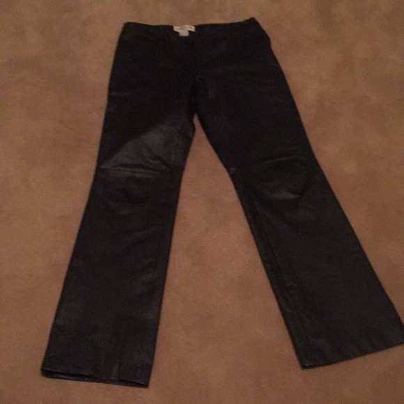Pants - Straight black leather pants