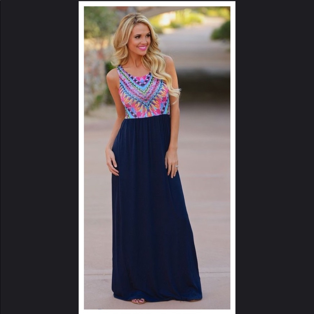 Maxi Dress - Navy - size: Large