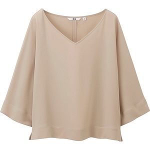 Uniqlo drape blouse in tan