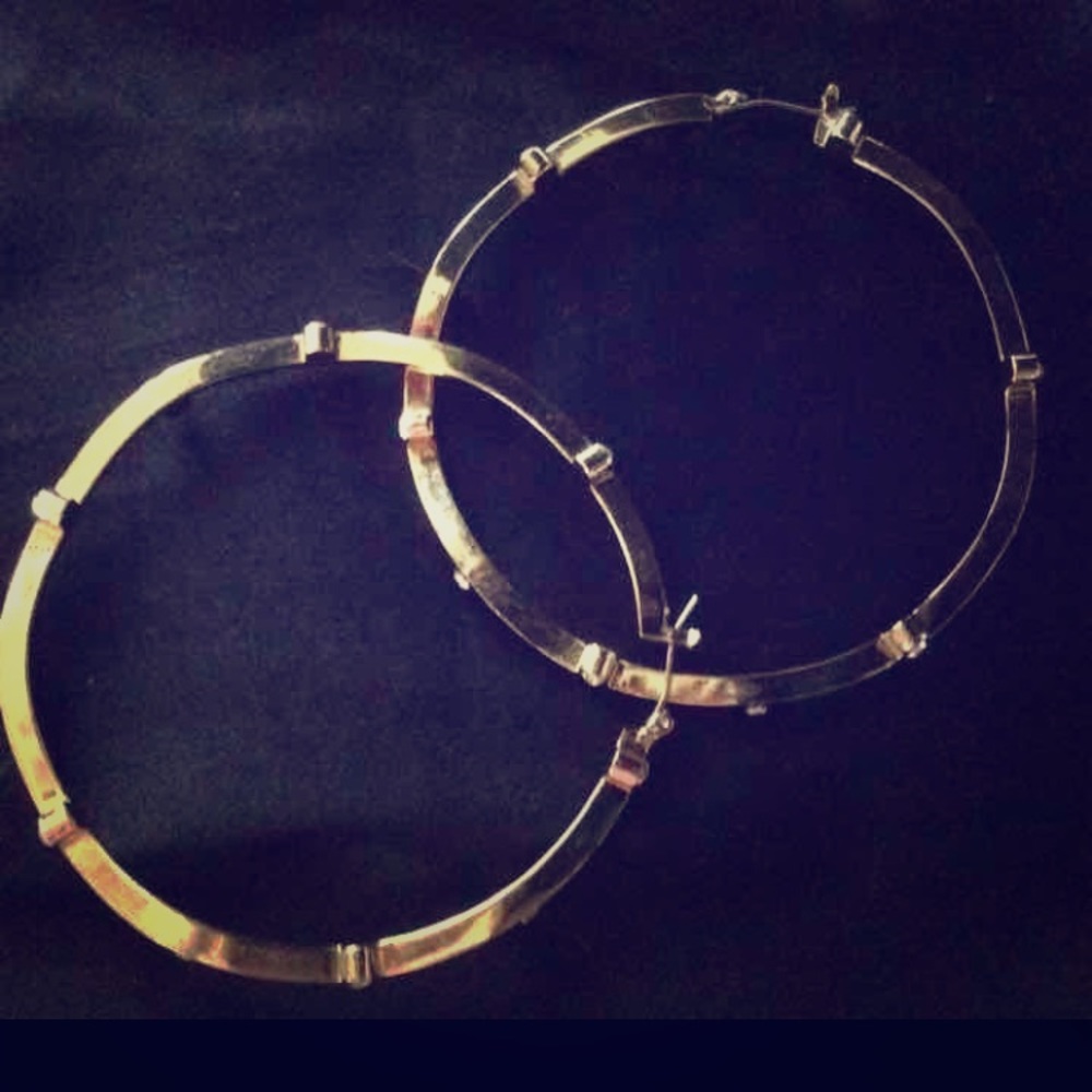 ExTrA LaRgE G0ld CZ 3” SnAp-bAr EaRRinGs.