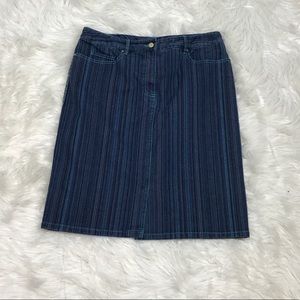 SPANNER Striped Denim Skirt with Contrast Stitch