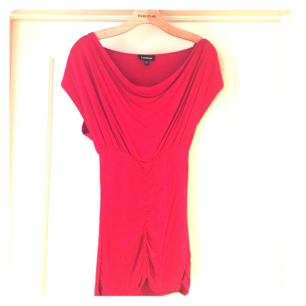 Bebe size XS red stretchy-fitted dressy blouse