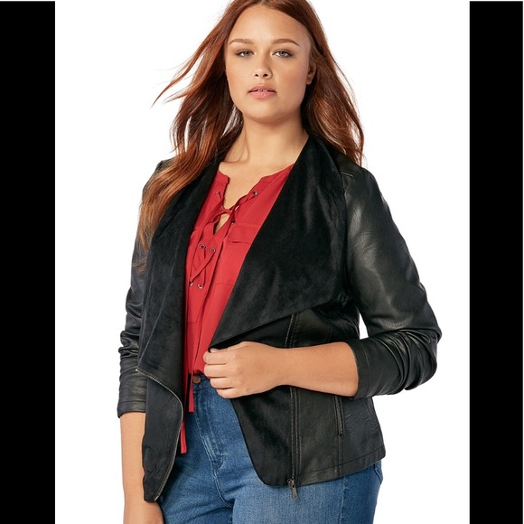 NWT JustFab Black Faux Leather & Suede Jacket - Picture 10 of 14