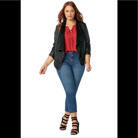 NWT JustFab Black Faux Leather & Suede Jacket - Picture 11 of 14