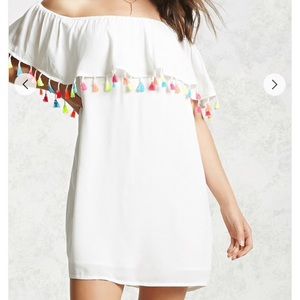 Forever 21 off the shoulder tassel dress
