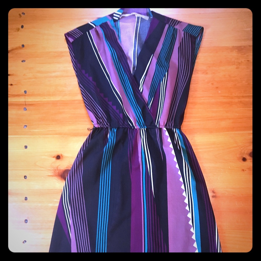 Striped Faux Wrap Dress